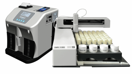 Sample tray or rack preparation and feeder loader station from Ekomilk AMP Mini lab and Cluster for $0.05 milk composition and quality and cow health analysis